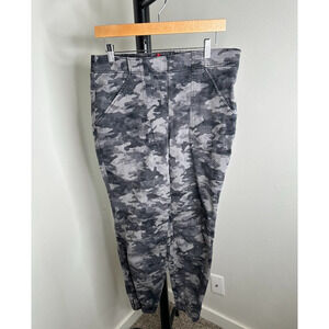 Spanx Stretch Twill Cargo Camo Jogger Pants Grey Black Women's Size XL